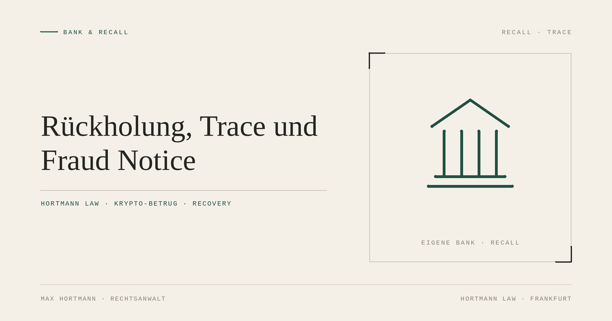 Trace Daten Fraud Notice, Trace & Recall nach Betrug